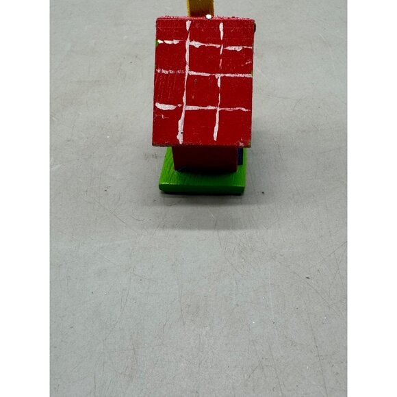 Handmade Wooden Miniature House Decor Red Roof & Yellow Chimney Christmas READ - Picture 5 of 6